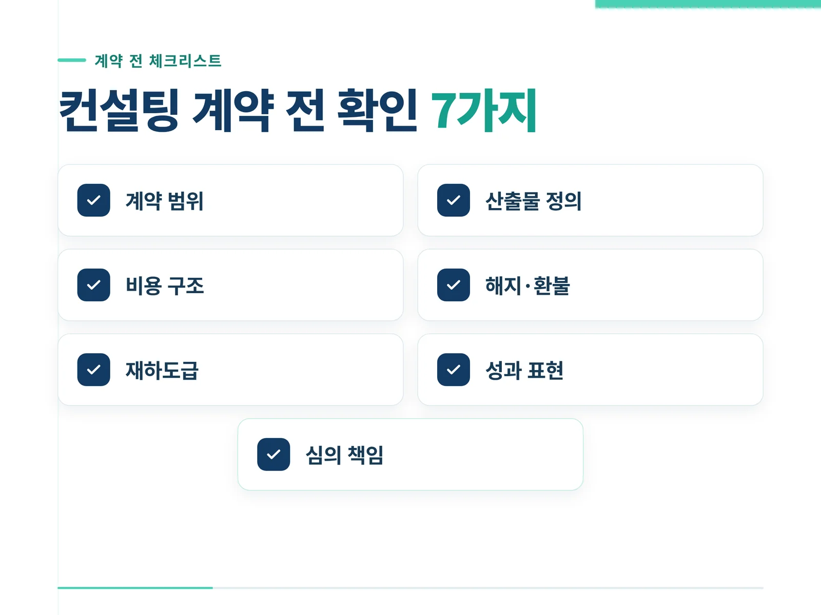 컨설팅 계약 전 확인 7가지 체크리스트 인포그래픽